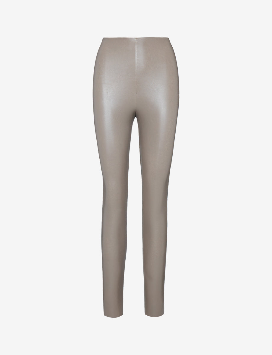 High Waisted Faux Leather Leggings In Beige