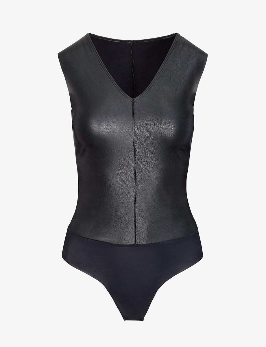 Faux patent leather bodysuit in black - Courreges
