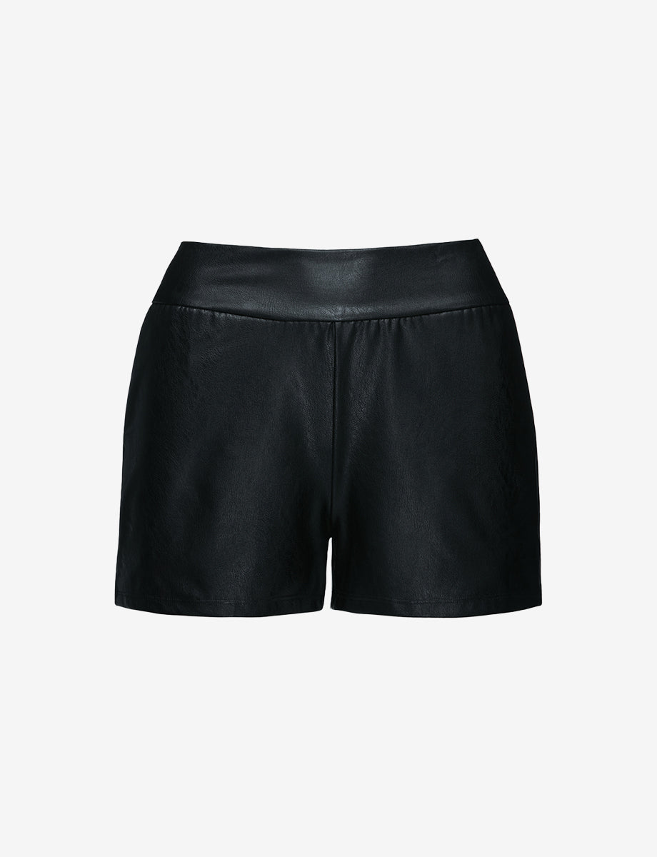 shorts, black shorts, high waisted shorts, leather shorts, black
