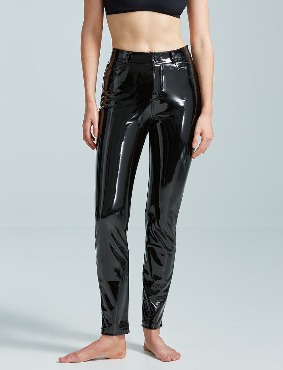 Womens Commando black Faux Patent Leather 5-Pocket Trousers