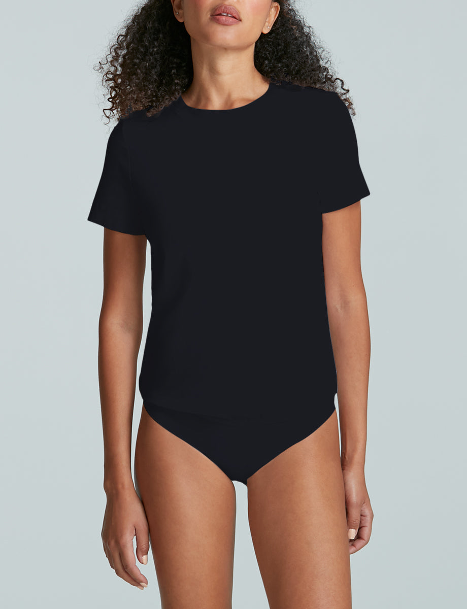 T-shirt Bodysuit Tops For Women Soft Crew Neck Thong Jumpsuit