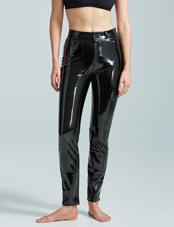 Commando Patent Faux Leather Five Pocket Pants in Black