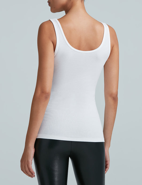 Luxury Rib Scoop Tank Extra Small White